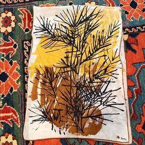 1960's Vintage Vera Neumann abstract Botanical Print Scarf. Hand painted.Japan.